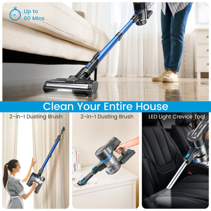 YOMATECH Cordless Vacuum Cleaner, 30Kpa/365W Powerful Stick Vacuum, 6 in 1 Lightweight Vacuum Cleaners for Home Hardfloor Carpet Pet Hair