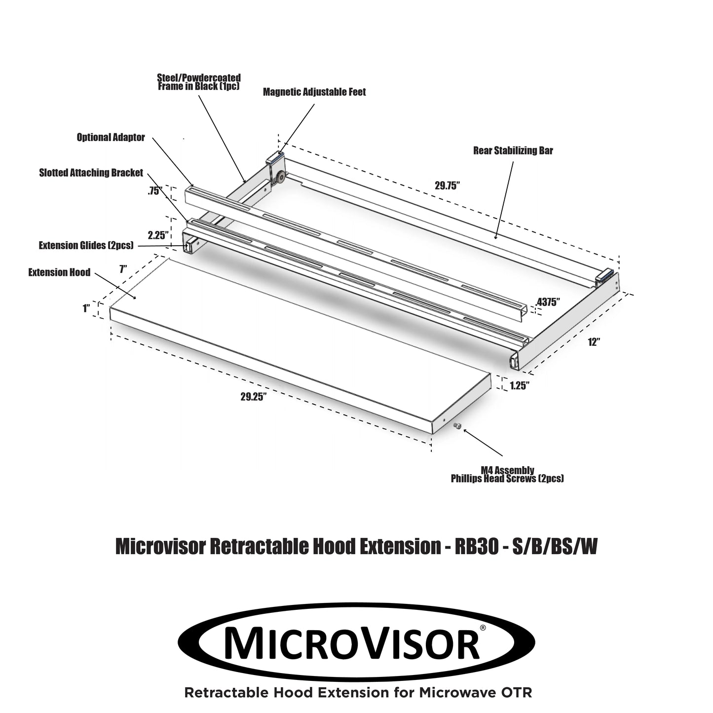 MICROVISOR Retractable Extension Hood Stainless Steel