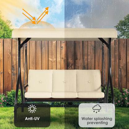 Arlopu 3 Person Porch Swing Outdoor Converting Canopy Swing Glider with Canopy