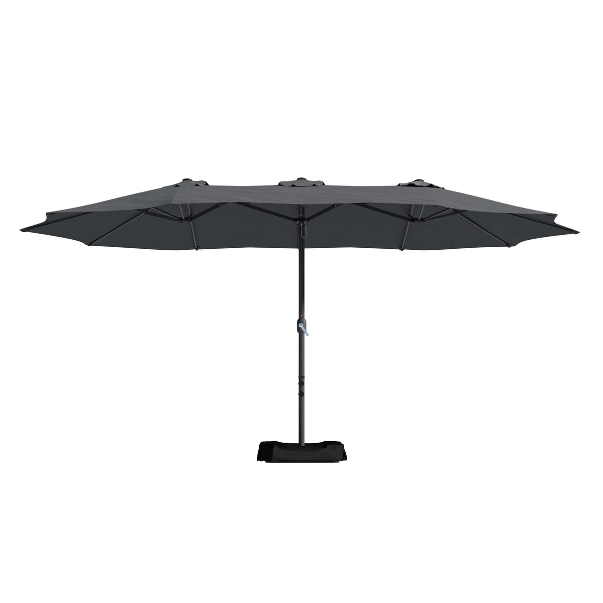 Mondawe 15ft Patio Umbrella Rectangular Outdoor Market Umbrella with Base and LED Lights Beige