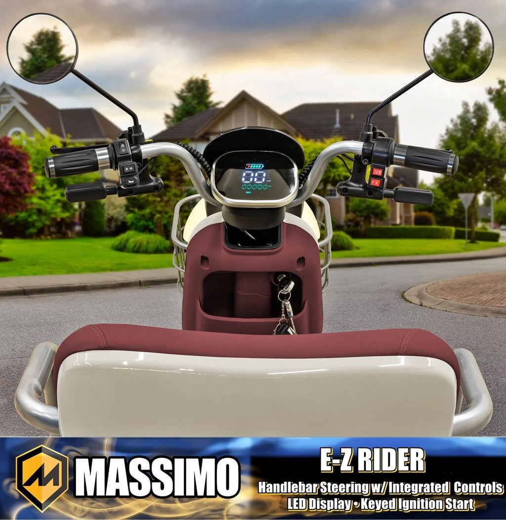 Massimo MGC E-Trike 3-Wheel Electric Cart – 17 MPH, 2-Seater Adult Scooter – Blue