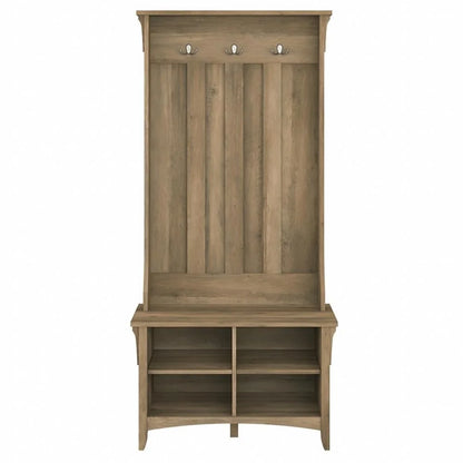 Pemberly Row Hall Tree w/ Shoe Storage Bench in Antique White - Engineered Wood