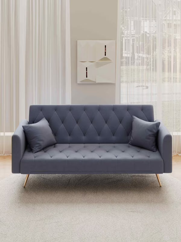 FFH Modern Corduroy Futon Sofa Bed with Adjustable Backrest,Convertible Loveseat Sleeper,Soft Couch with Drop-Down Table and Cup Holder for Living room,Pink