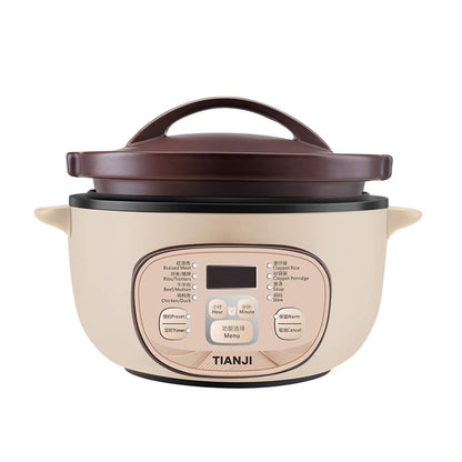 TIANJI Electric Claypot Crock Pot Stew Pot Rice Cooker Ceramic Soup Porridge Maker 3L,24h Pre-set