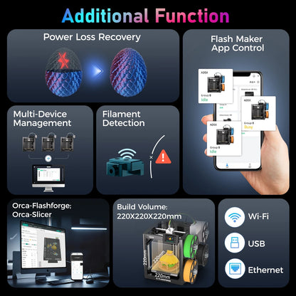 Flashforge 3D Printer Adventurer 5M, 3D Printers for Beginners Home DIY, High Speed Print Size 8.7 x 8.7 x 8.7in, Black
