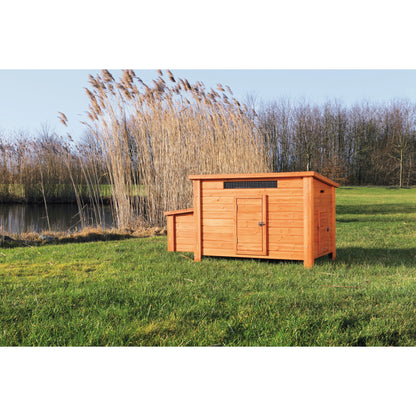 TRIXIE Weatherproof Outdoor Wooden Chicken Coop with 2 Nesting Boxes & Run, Brown