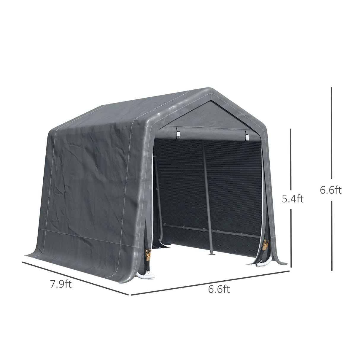Outsunny 6'x8' Outdoor Storage Shelter with Rollup & Zipper Door, Heavy Duty Carport Shed for Motorcycle Garden Storage, Grey