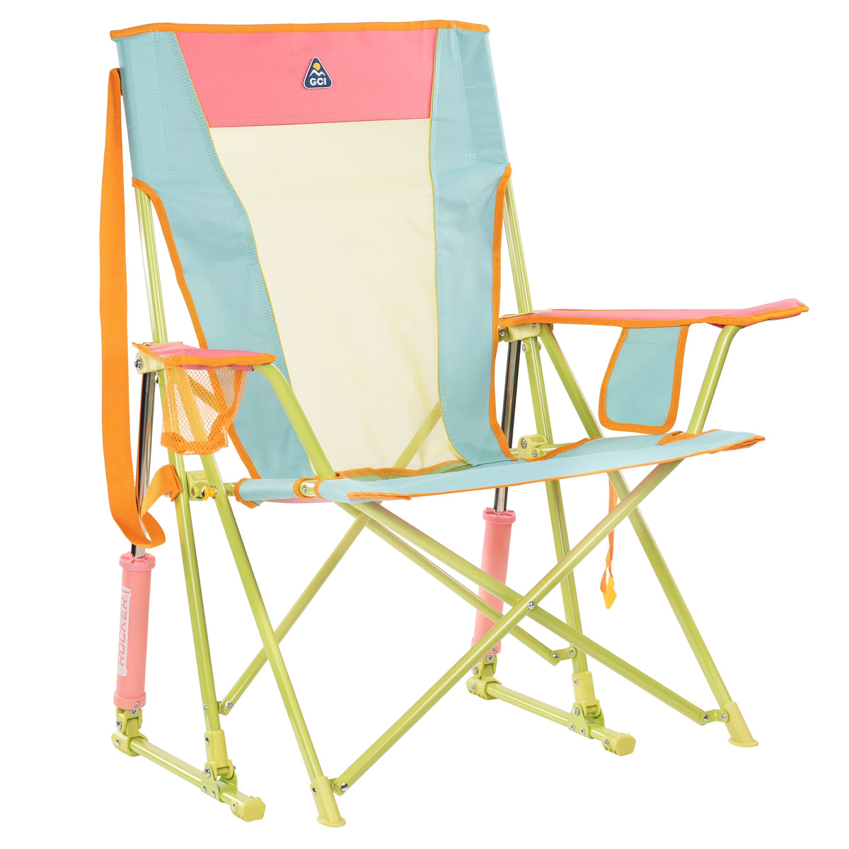 GCI Outdoor Comfort Pro Rocker Foldable Rocking Camp Chair, Blush