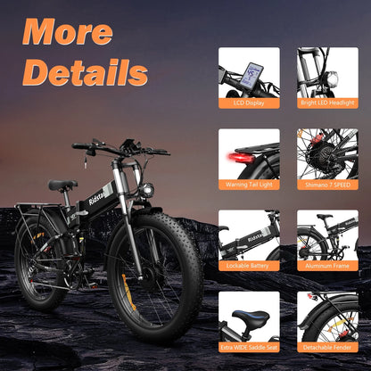 Dual Motor PEAK 3000W Electric Bike for Adults,31mph 48V 23Ah Electric Bicycle,26" Fat Tire Mountain Bike UL2849