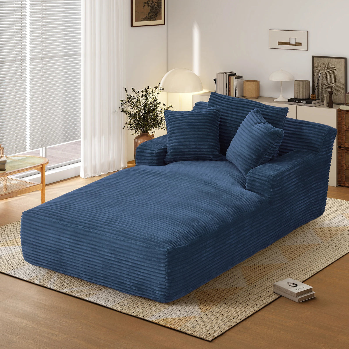 Aukfa 78.7" Extra Long Chaise Lounge Sofa, Oversized Upholstered Couch with 3 Pillows for Indoor Living Room/Bedroom,Orange