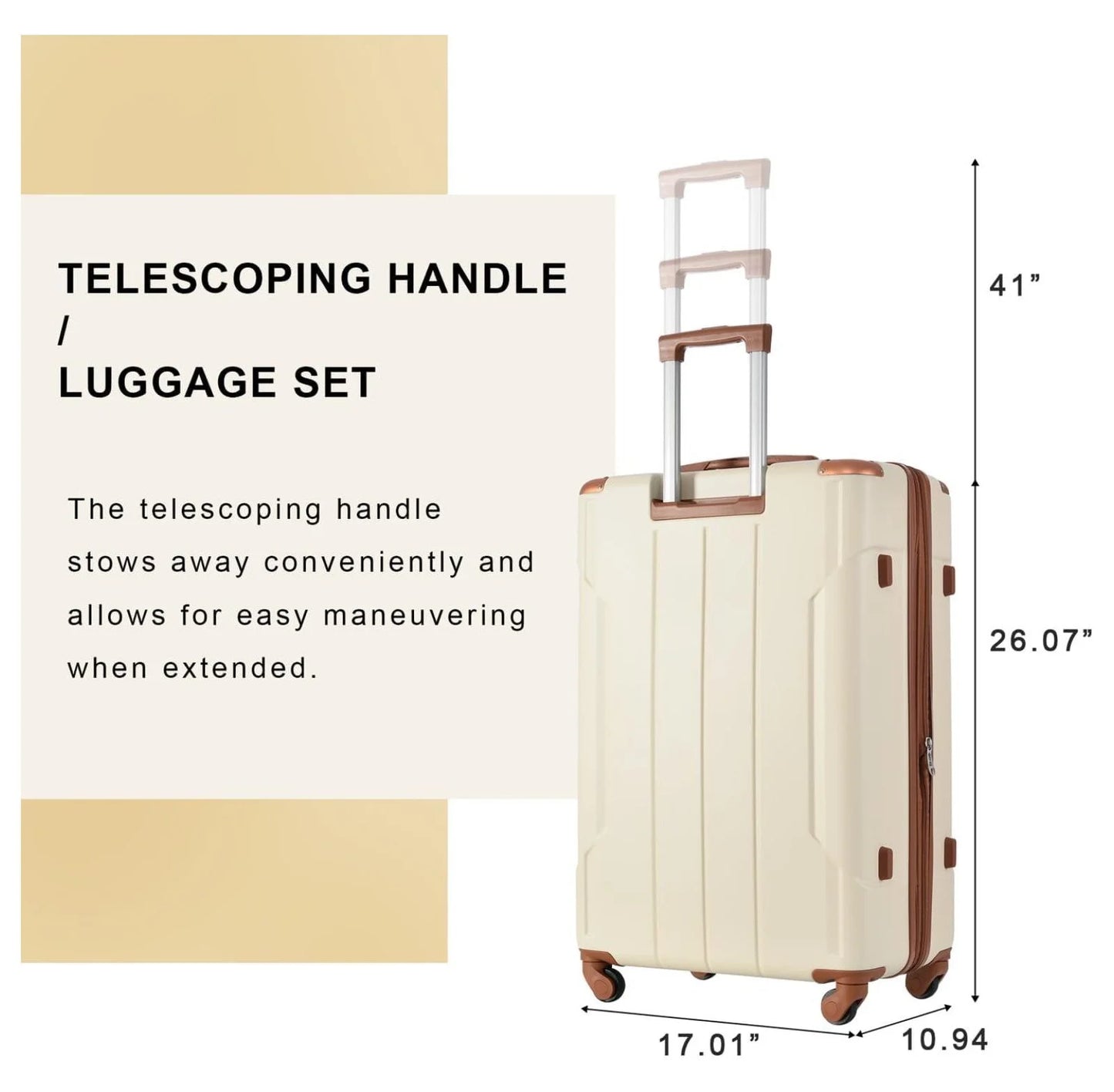 28 Inch Checked-Large Luggage with Wheels Aluminum Alloy Corner Hard Shell Suitcase TSA Luggage Suitcases for Travel Woman Men(White Brown) White Brown 28IN
