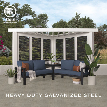 Backyard Discovery Ridgedale 12x8' Galvanized Steel Cabana Corner Pergola, Canopy, Seating