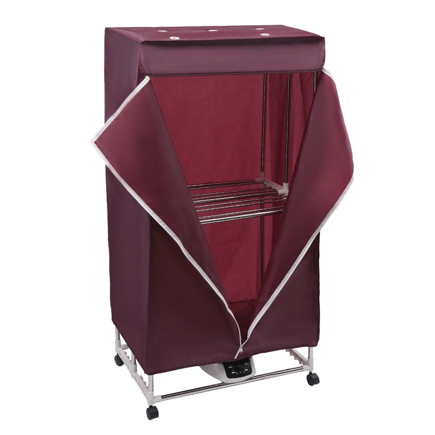 110V Wine Red Clothes Dryer Portable Travel Mini Dryer Machine 1200-1500W Electric Dryer For Homes, Apartments
