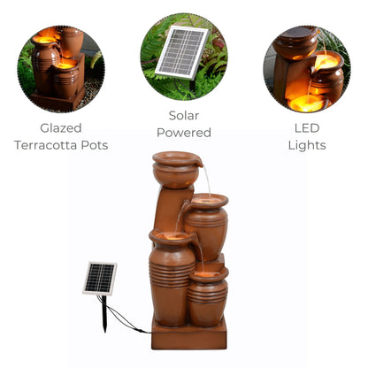 Teamson Home 28.74" Solar Water Fountain with LED Lights, Navy