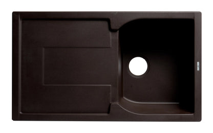 ALFI brand AB1620DI-BLA Black 34" Single Bowl Granite Composite Kitchen Sink with Drainboard