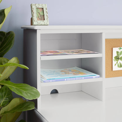 Guidecraft Taiga Kids Desk and Chair Set with Hutch - Navy: Kids Wooden Computer Desk with Storage Drawers and Shelves | Kids Study Table for Bedroom