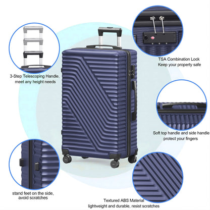 SUGIFT 3 Piece Suitcase Luggage Set with TSA Lock, Blue