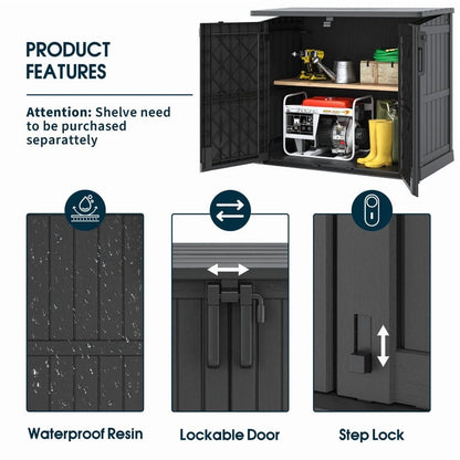 LHBCraft Outdoor Resin Storage Shed, 34 Cu. Ft. Weather-Resistant Garden Storage Box, Extra-Large Lockable Waterproof Shed for Bikes, Lawnmowers, and Garden Tools