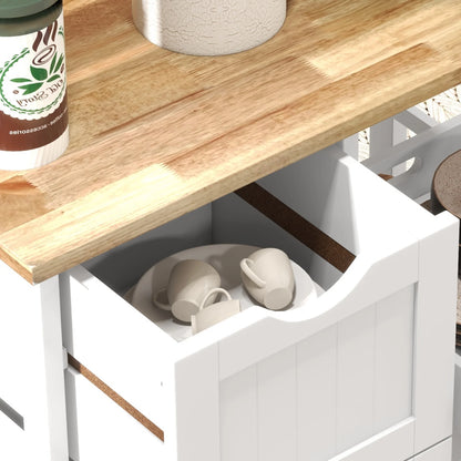 HOMCOM Rolling Kitchen Island Cart, Bar Serving Cart, Compact Trolley on Wheels with Wood Top, Shelves & Drawers for Home Dining Area, Grey