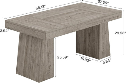 Rectangular 55" Dining Table for 4-6, Mid-Century Modern Kitchen Dining Table, Yellow