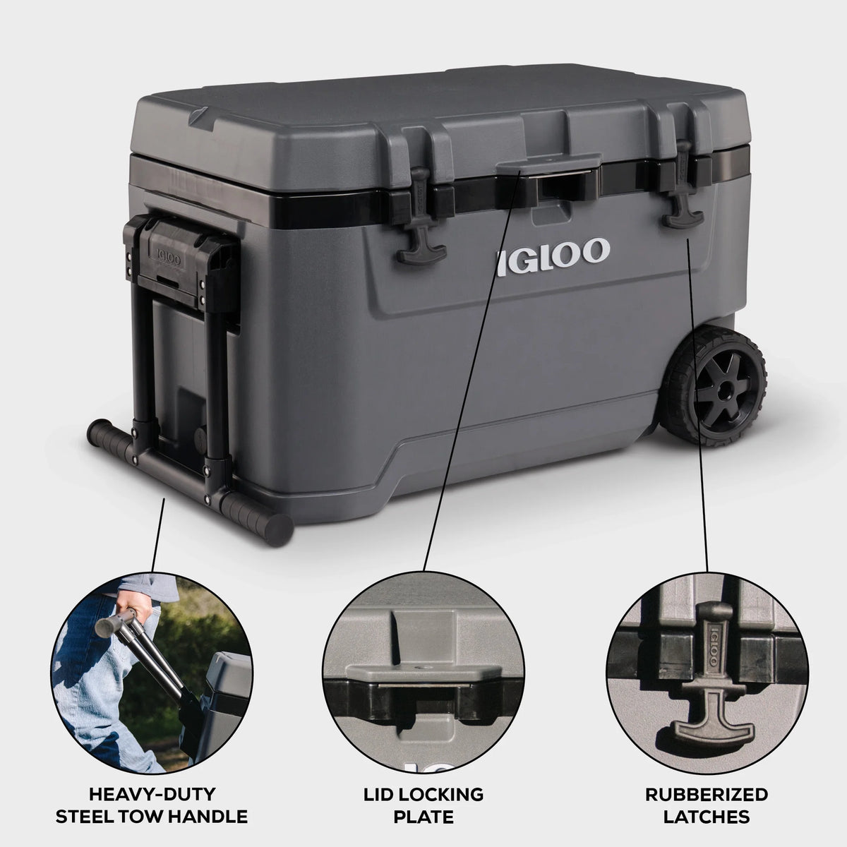 Igloo 72 QT Overland Ice Chest Cooler with Wheels, White