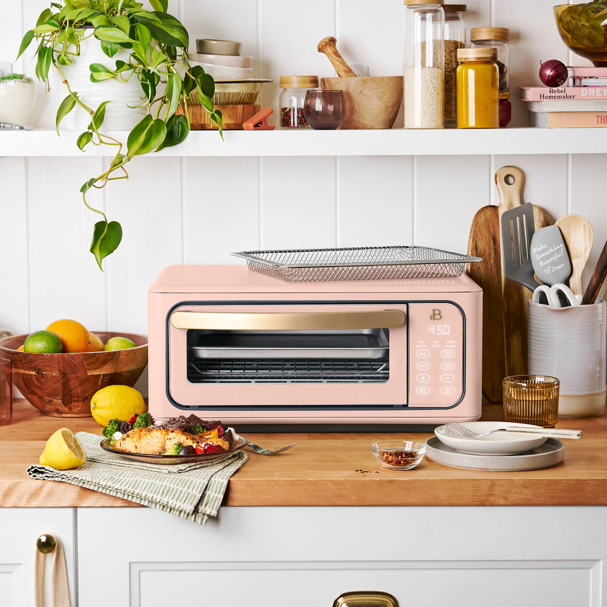Beautiful Infrared Air Fryer Toaster Oven, 9-Slice, 1800 W, White Icing by Drew Barrymore