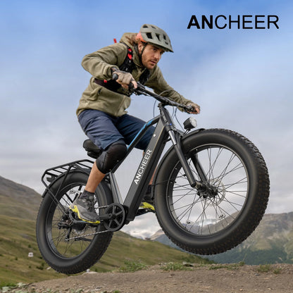 ANCHEER Electric Bike for Adults Peak 1000W Electric Bicycle 48V 15AH Battery Electric Bike 26" x 4.0" Fat Tire Mountain 28MPH 7 Speed Gears Electric Bike, Rear Rack,UL2849