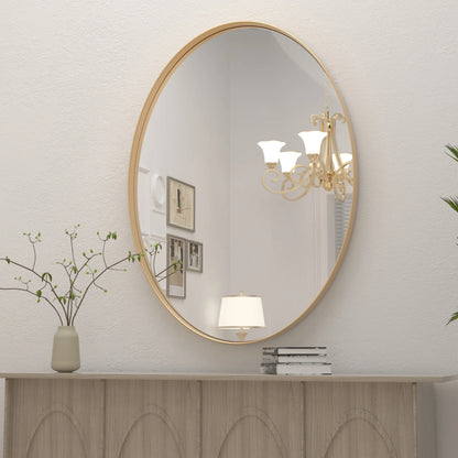 Clavies Black Oval Mirror, 22x30 Inches Bathroom Vanity Mirror, Wall Mirror with Metal Frame