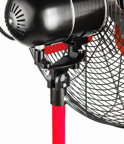 Hyper Tough 20" 3-Speed Commercial & Industrial High Velocity Oscillating Red & Black Pedestal Fan