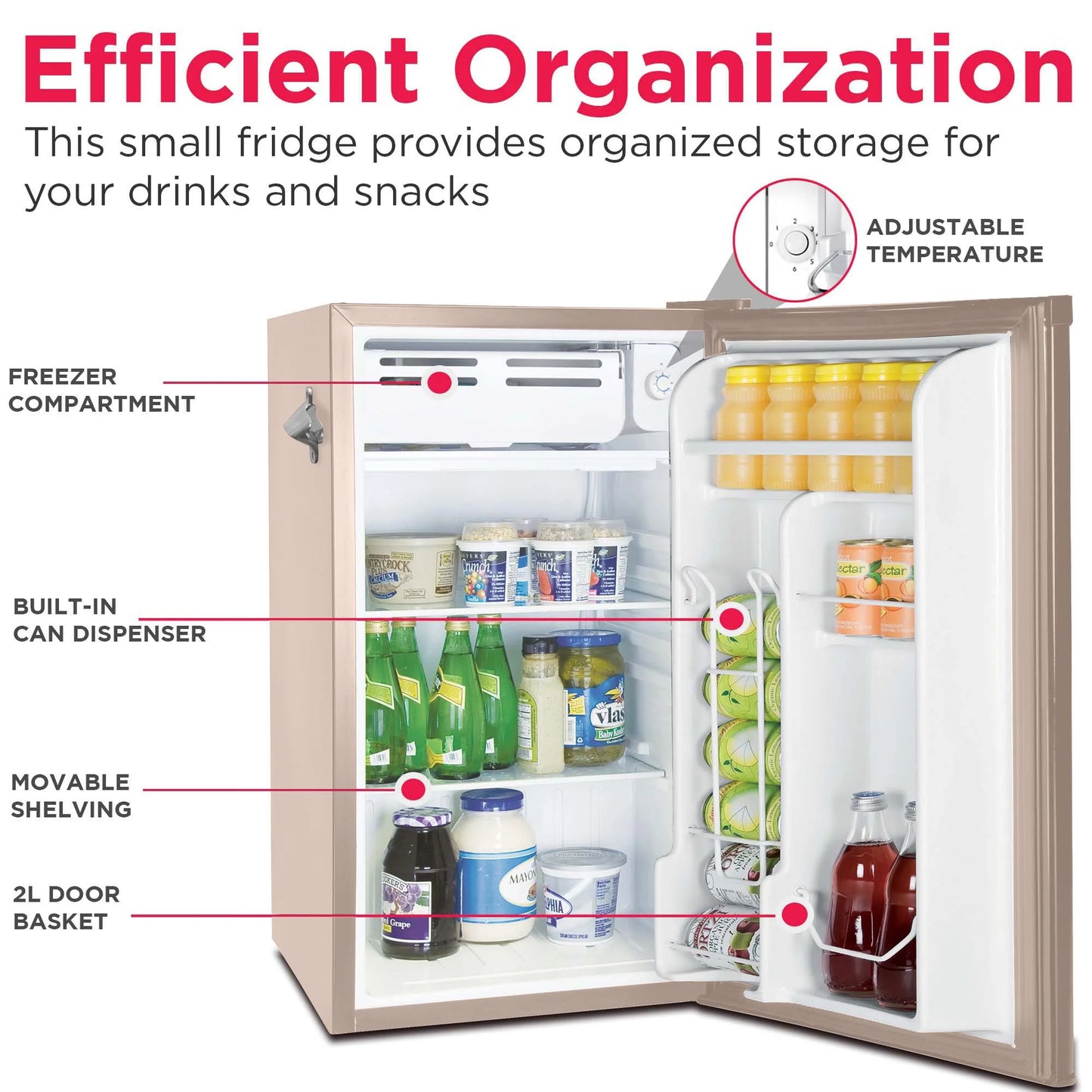 Frigidaire EFR376-C-PINK 3.2-Cu.-Ft. 65-Watt Retro Bar Fridge with Side Bottle Opener (Pink)