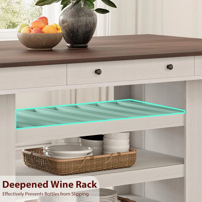 60" Counter Height Dining Table for 4,Rustic Counter Height Dining Table with Drawers& Open Shelves for Kitchen, Bar