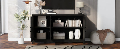Euroco Modern TV Stand with Adjustable Shelves & Solid Wood Legs �C Media Console Cabinet with Storage for Living Room or Bedroom