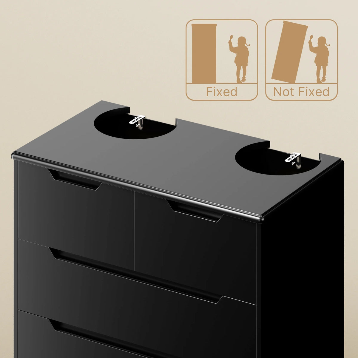 Dresser for Bedroom, Lofka 6 Drawer Dresser, Chest of Drawers Tall White Dresser with Anti-Tripping, Cutout Handles