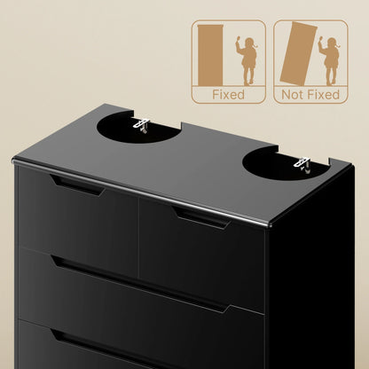 Dresser for Bedroom, Lofka 6 Drawer Dresser, Chest of Drawers Tall White Dresser with Anti-Tripping, Cutout Handles