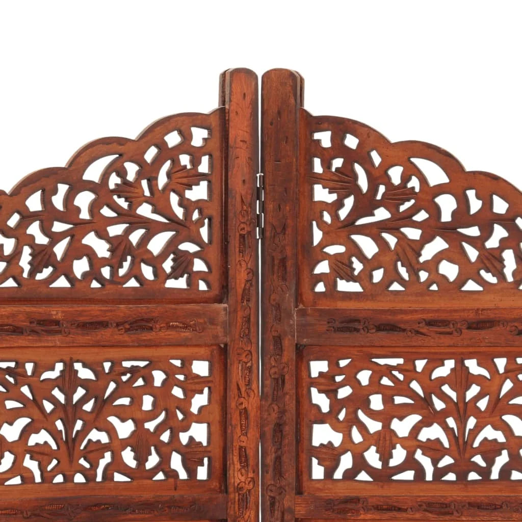 vidaXL Room Divider 4 Panel Folding Privacy Screen for Office Solid Wood Mango