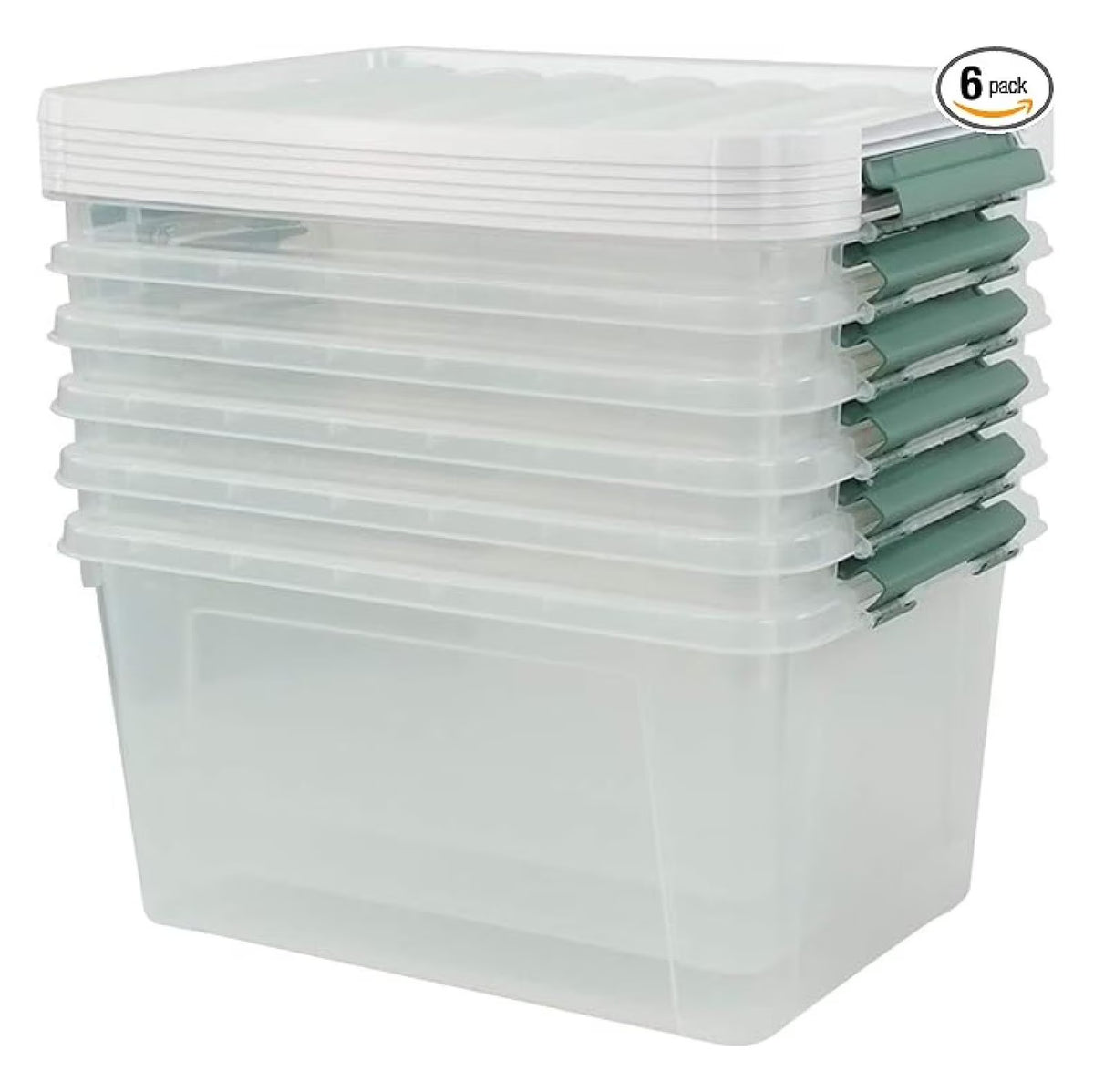 Clear Storage Bins 6-Pack, 35 Qt Plastic Storage Containers with Lids - Large Plastic Bins for Home Organization, Garage, Moving & Industrial Use - Moisture Proof, Dustproof with Latches