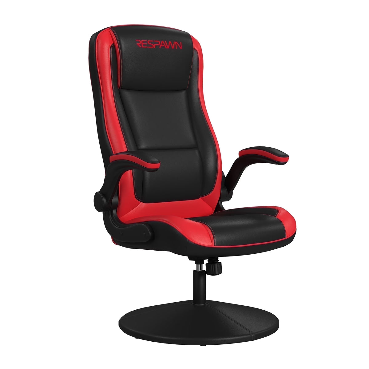 RESPAWN 800 Swivel Rocker Gaming Chair - Ergonomic Floor Gaming Seat with Lumbar Support, Flip Up Armrest, High Back, Pedestal Base, Comfortable No Wheels Console Video Game Rocker Chair - Red