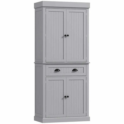 Spaco 17-Tier Kitchen Small Pantry Cabinet with 2 Doors and 6 Adjustable Shelves, Cabinet Pantry, Freestanding 5-Tier Shelving Pantries for Kitchen Storage, Gray