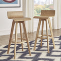 Weston Home Aleksi Modern Wood 29-inch Swivel Bar Stool, Set of 2, Natural