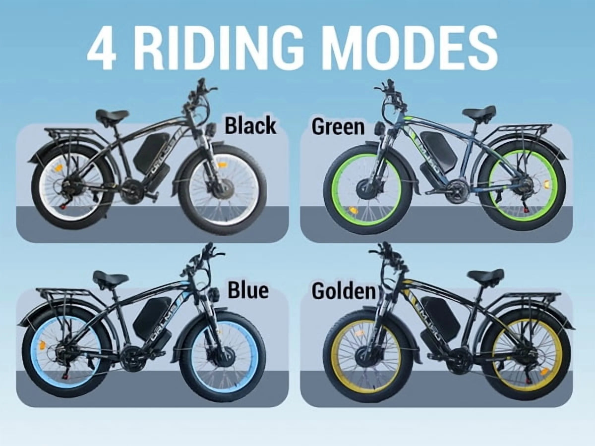 60V 25AH Battery Electric Bike for Adults,5000W Peak Dual Motor Ebike,AWD 21-Speed 50MPH Mountain Snow E-Bike with 26" x 4.0 Fat Tire, Long Range Mountain Dirt Bike for Off-Road Snow Sand
