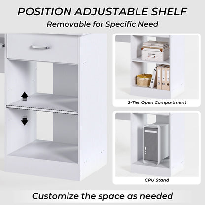 Ktaxon Computer Desk Home Office Workstation Laptop Table Drawer Shelf Furniture White
