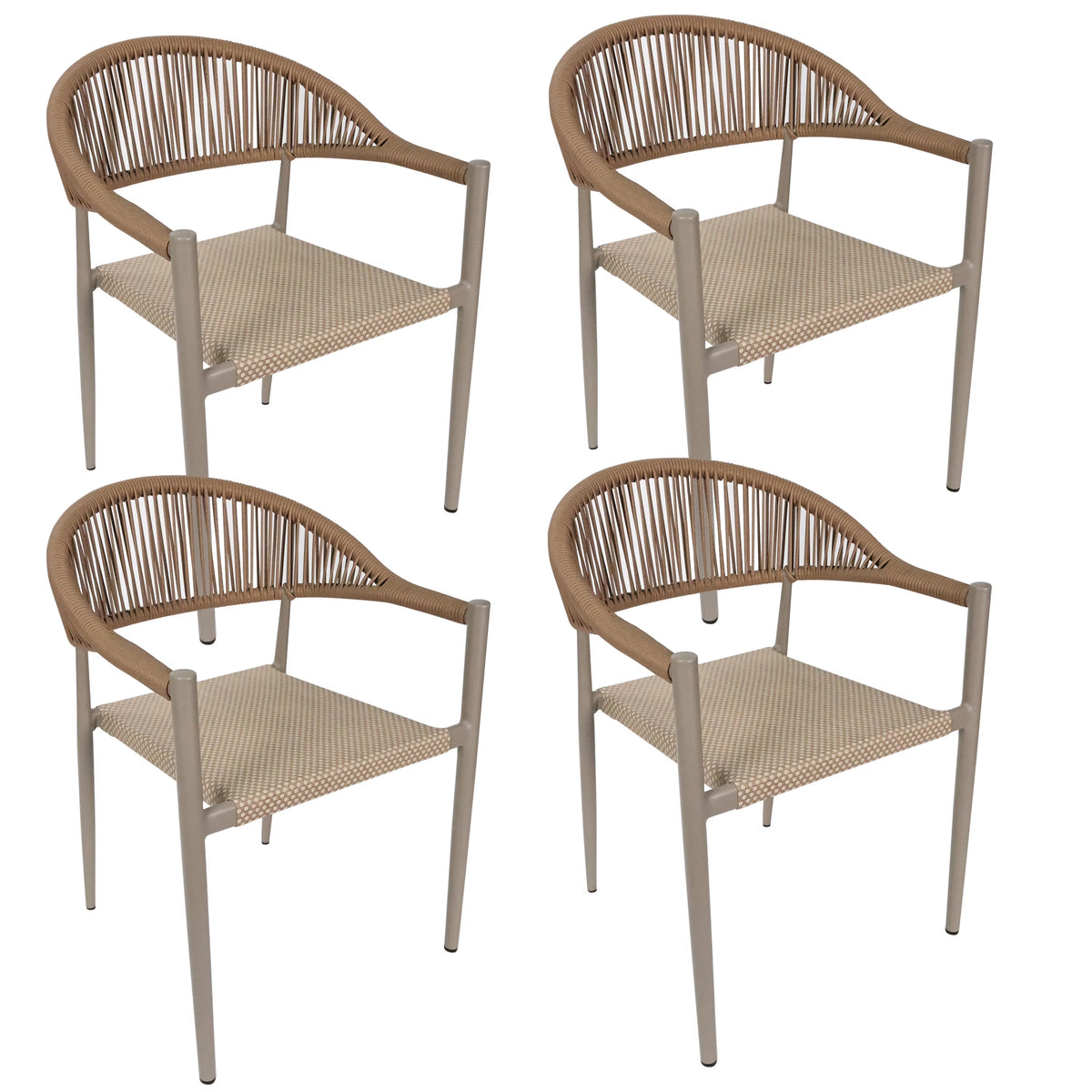 Vmopu New Set of 4 Gray Outdoor  Stackable Dining Chair, PE Rattan for Bistro Restaurant Garden