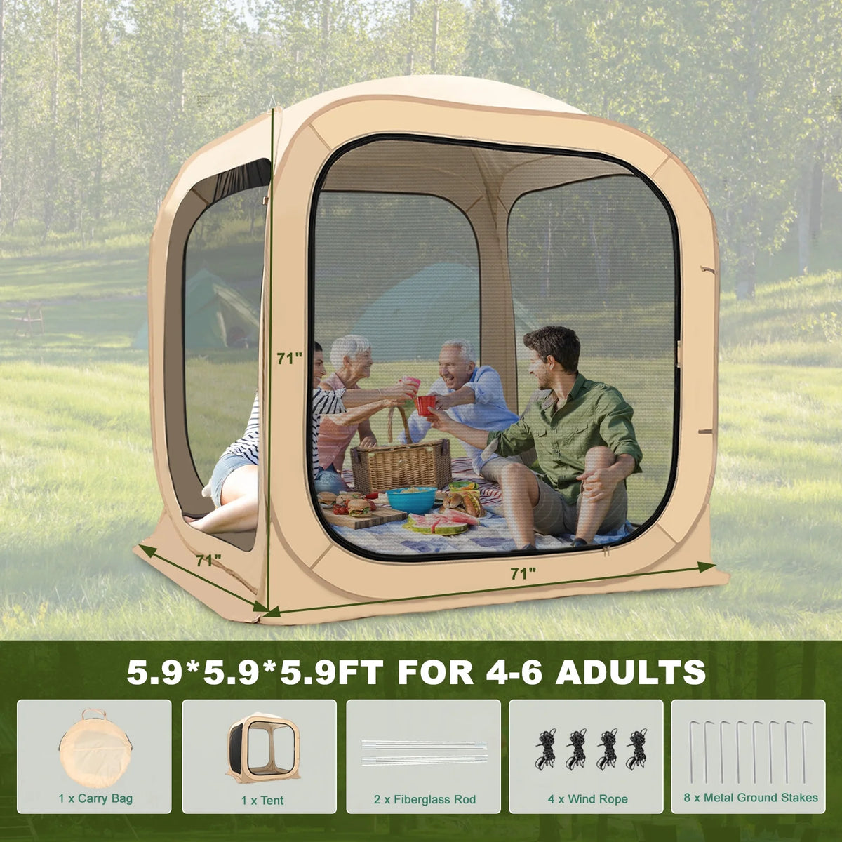 ABORON Sports Tent Pop Up Pod, Instant Weather Proof Pop Up Tent Shelter with Carry Bag, Clear View Bubble Tent for Watching Sports Events, Camping, Fishing, Portable & Foldable