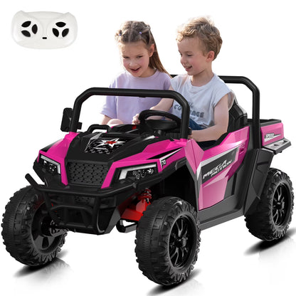 Mega Motion 24V Kids Electric Ride-On UTV Truck with 4WD, Dump Bed, 2 Seats, LED Lights, Music, Remote Control, Shovel, for Boys & Girls