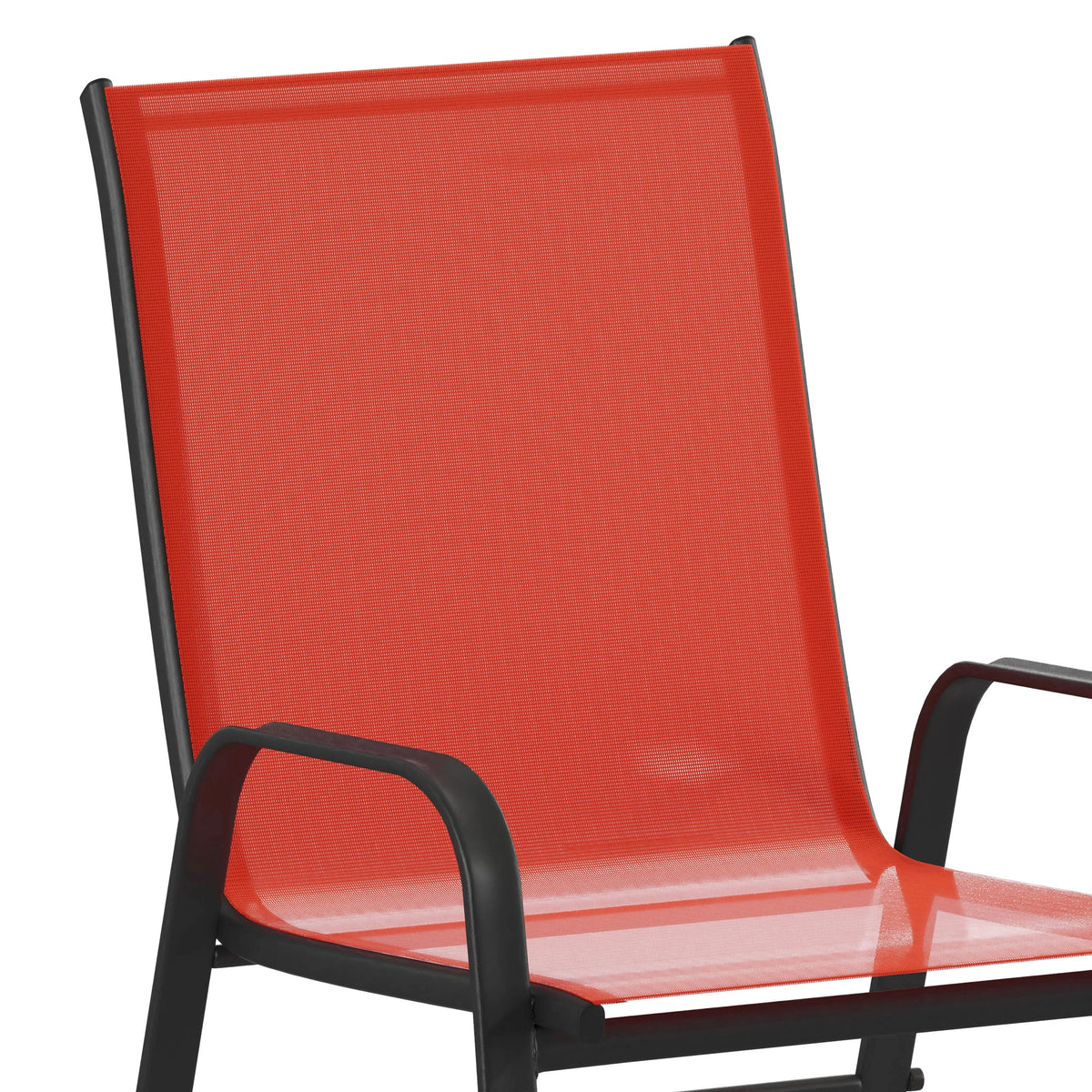 Emma + Oliver 4 Pack Gray Outdoor Stack Chair with Flex Comfort Material - Patio Stack Chair