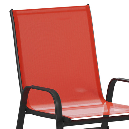 Emma + Oliver 4 Pack Gray Outdoor Stack Chair with Flex Comfort Material - Patio Stack Chair