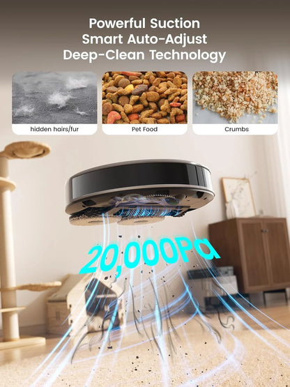 Lefant M3L Robot Vacuum and Mop, 12000Pa Suction, All-in-One Base Station, Anti-Tangle Brushes & Dual Spinning Mop, Self-Emptying & Refilling, LIDAR Navigation