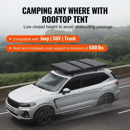 KFFKFF Hard Shell Rooftop Tent, Naturnest Model for 2-3 People, Includes Telescopic Ladder and Thick Mattress, Waterproof and Windproof, Suitable for Jeep, SUV, Van, and Pickup Trucks
