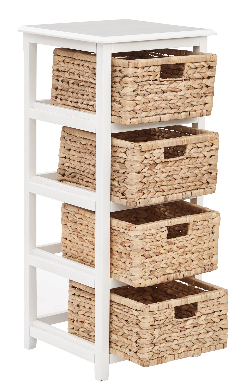 OSP Home Furnishings Seabrook Four-Tier Storage Unit With Espresso Finish and Natural Baskets