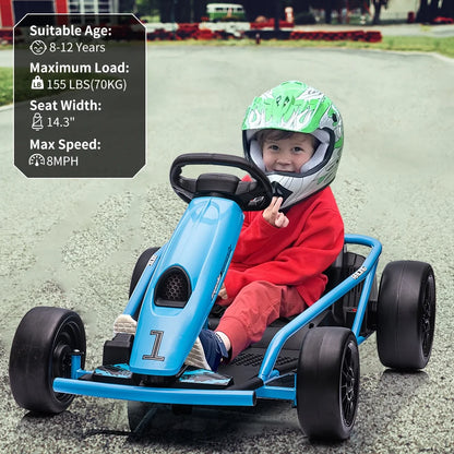 Kojooin Go Kart for Kids,24V Battery 300WX2 Motors Pedal On Foot Go Cart,8MPH High Speed Drifting Car with Slow Start Function,Rose red